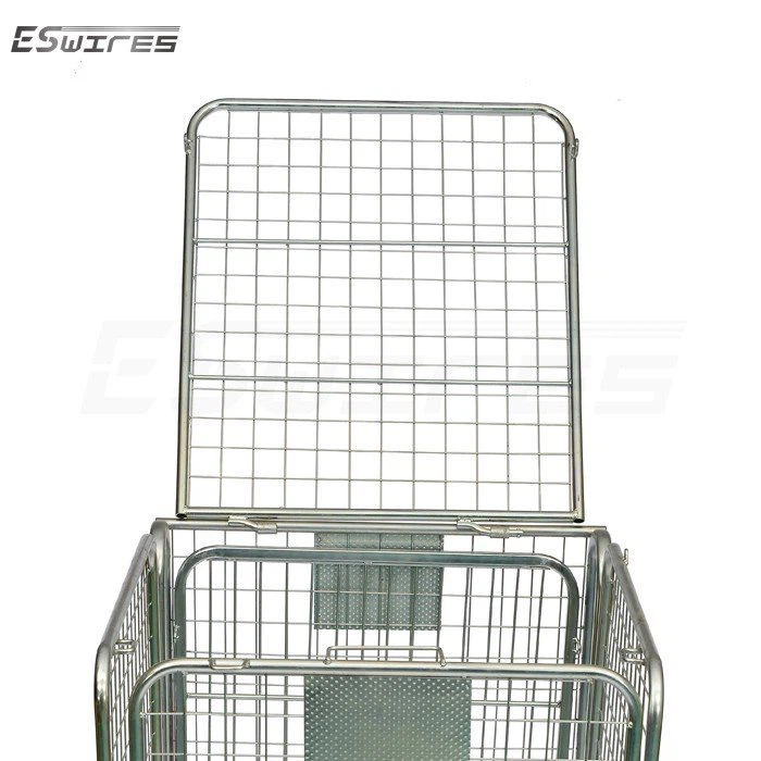 caged trolley on wheels top lid